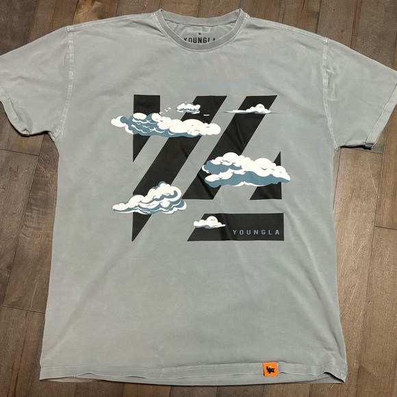 YoungLA LA1979 Cloud Graphic T-Shirt Men’s M Gray Oversized Fit Streetwear - Picture 1 of 8